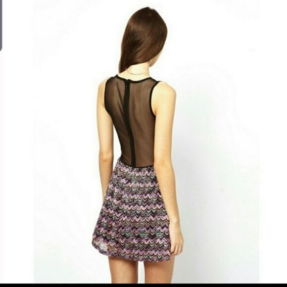 For Love and lemons lulu striped multi color mesh mini party dress sz large - Picture 2 of 6